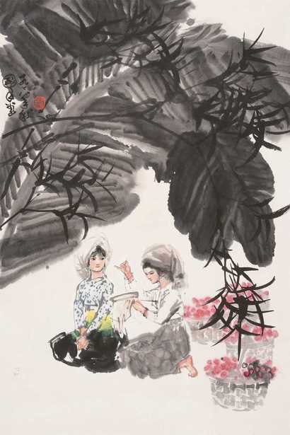 史国良 芭蕉少女 立轴